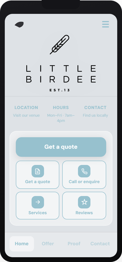 Little Birdee — Wipper order hub preview on mobile